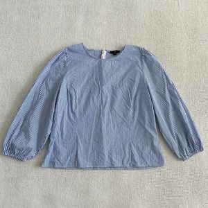 J Crew Blue and White Striped Blouse Size 16
